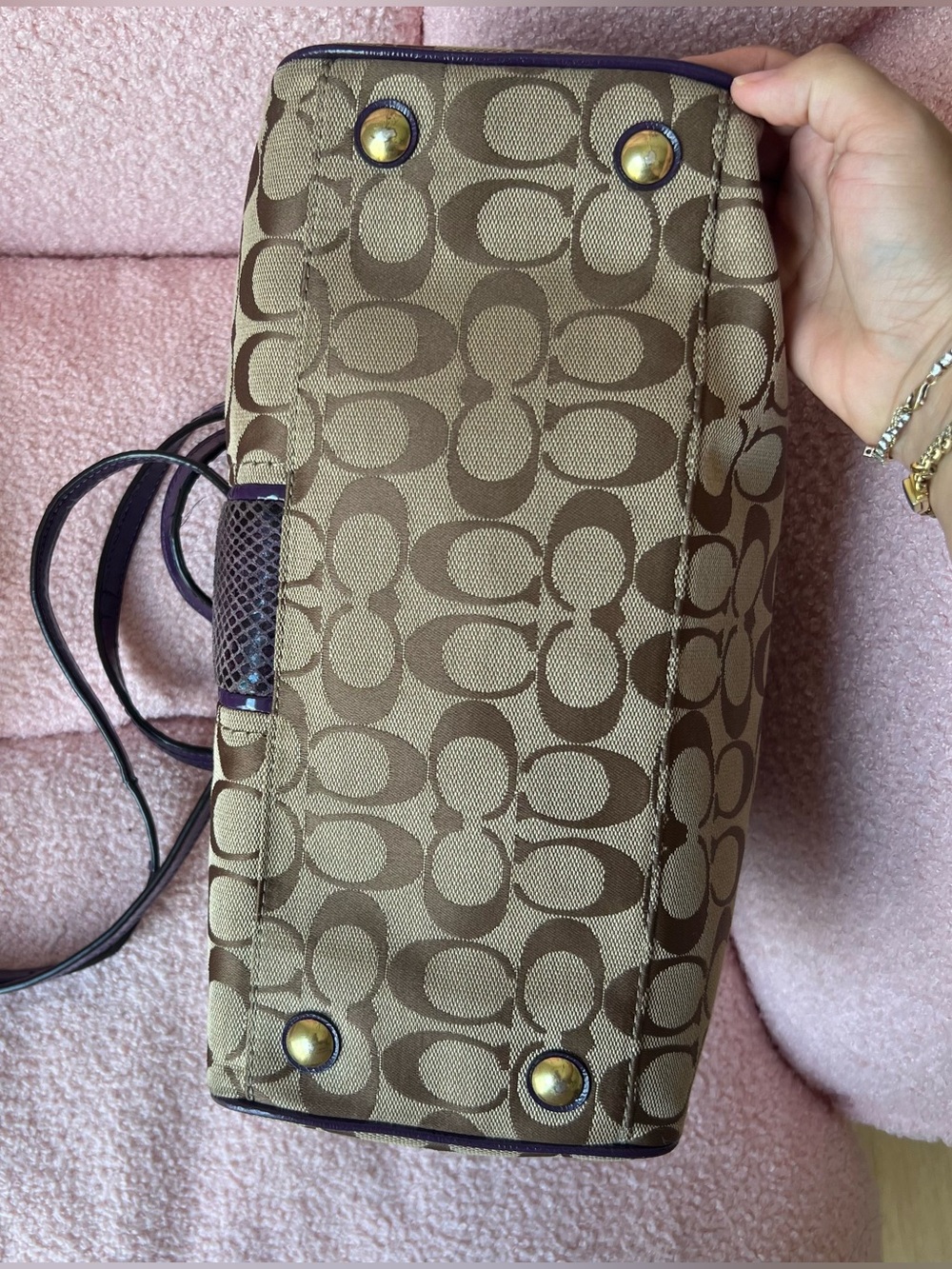 Coach Signature Python Stripe Satchel - Picture 5 of 7